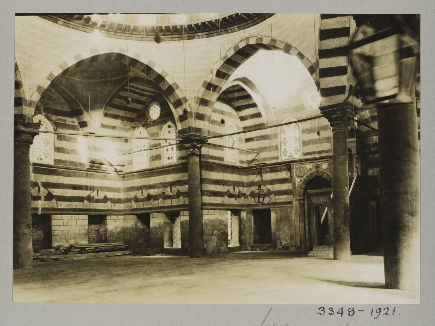 K.A.C. Creswell, Mihrab, minbar and dome interior of the mosque of al-Malika Safiyya, Cairo