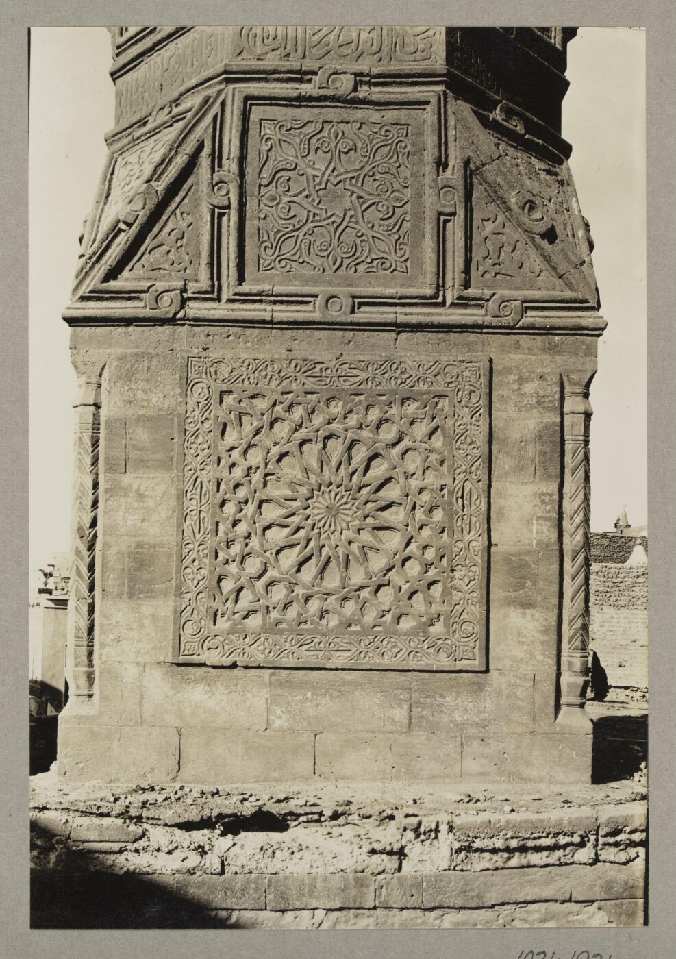 K.A.C. Creswell, Base of minaret of the mosque of Mamluk Amir Mughulbay Taz, Cairo