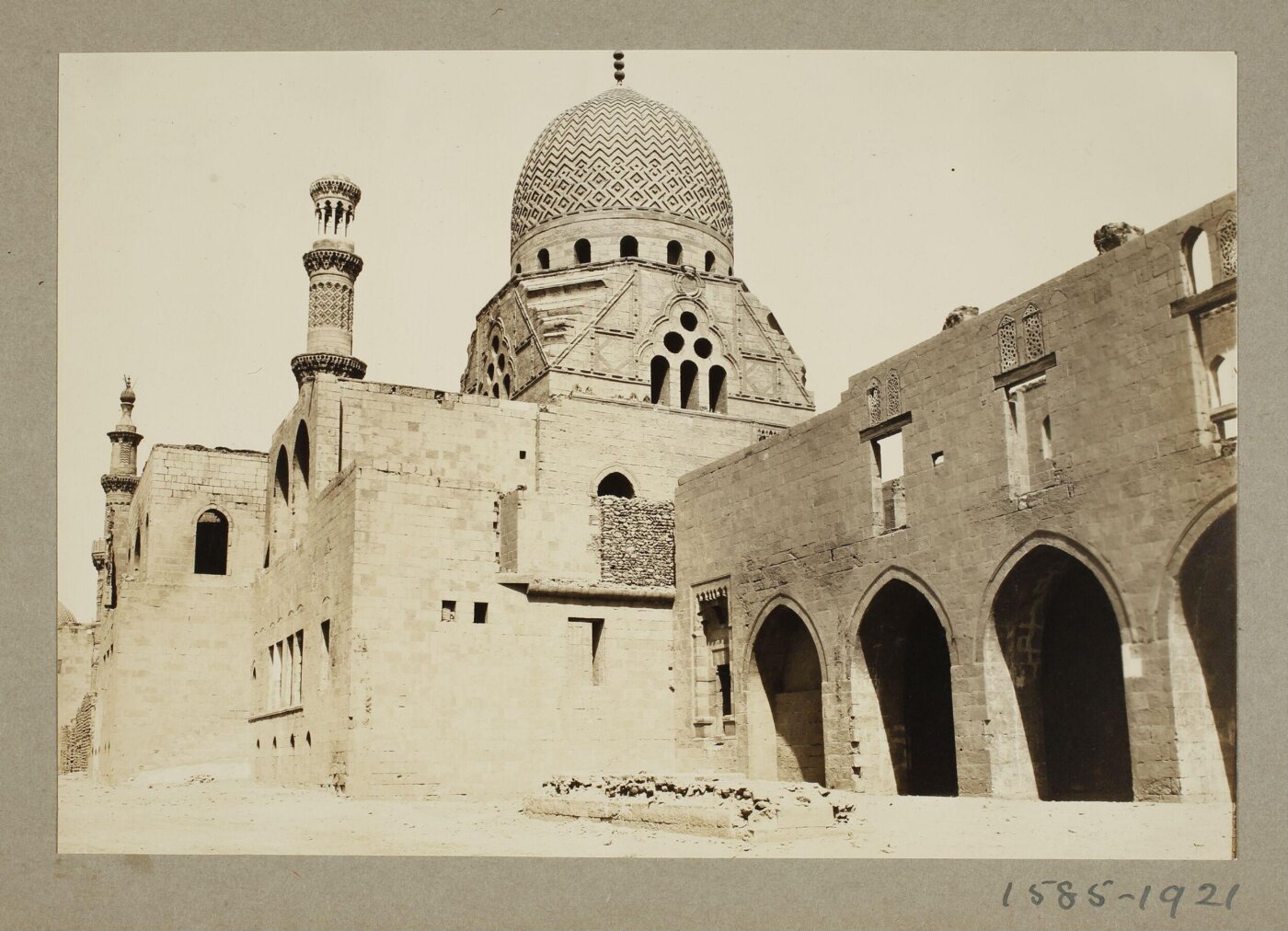 K.A.C. Creswell, View from southwest on the funerary complex of Mamluk Amir Qurqumas, Cairo