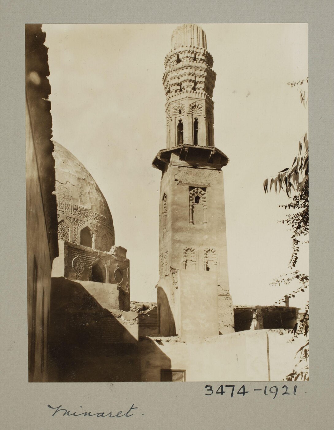 K.A.C. Creswell, Minaret of the funerary khanqah of Mamluk Amir Sunqur al-Sa'di, Cairo
