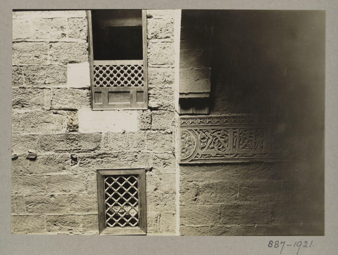 K.A.C. Creswell, Stucco decorative inscription in the madrasa of Mamluk Sultan Hasan, Cairo