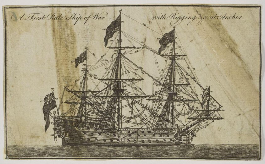 A First Rate Ship of War with Rigging &c. at Anchor (1st half 19th century) by Marie Danforth Page