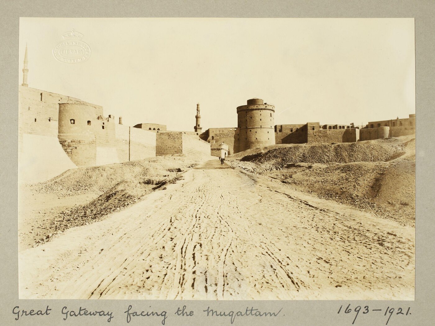 K.A.C. Creswell, Muqattam tower and the minaret of the mosque of Mamluk Sultan al-Nasir Muhammad at the Citadel of Salah el-Din, Cairo