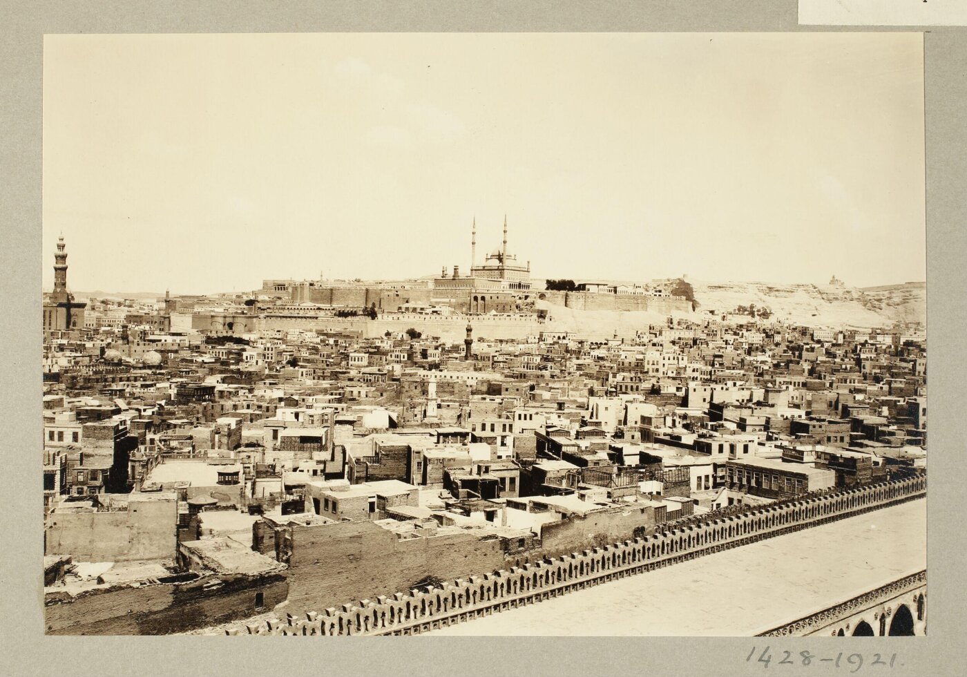 K.A.C. Creswell, View from the minaret of the Mosque of Ibn Tulun on the Citadel of Salah el-Din, Cairo