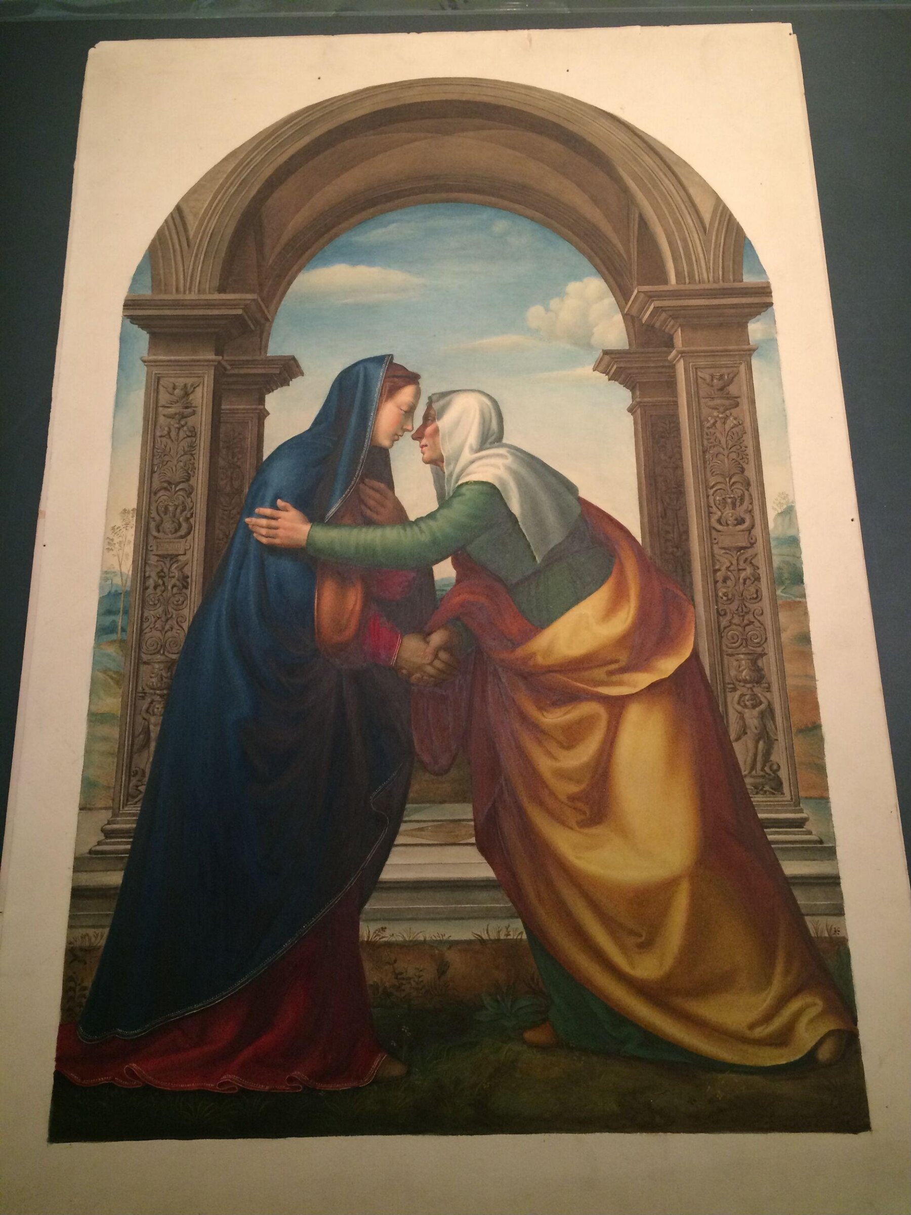 Copy after The Visitation (The meeting of Mary and Elizabeth), Mariotto Albertinelli in the Uffizi (Florence), Mariotto Albertinelli, 1869