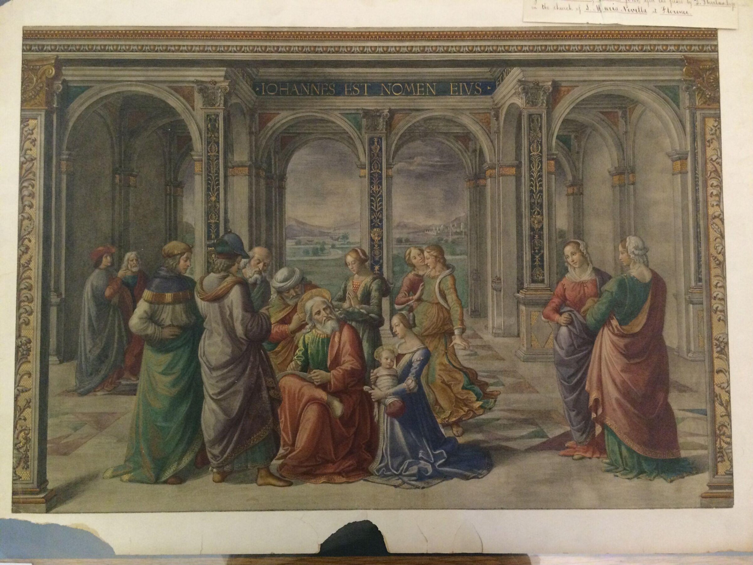 Copy after Zacharias writes down the name of his Son, Domenico Ghirlandaio in the Tornabuoni Chapel, Santa Maria Novella (Florence), Domenico Ghirlandaio, 1860s-1880s
