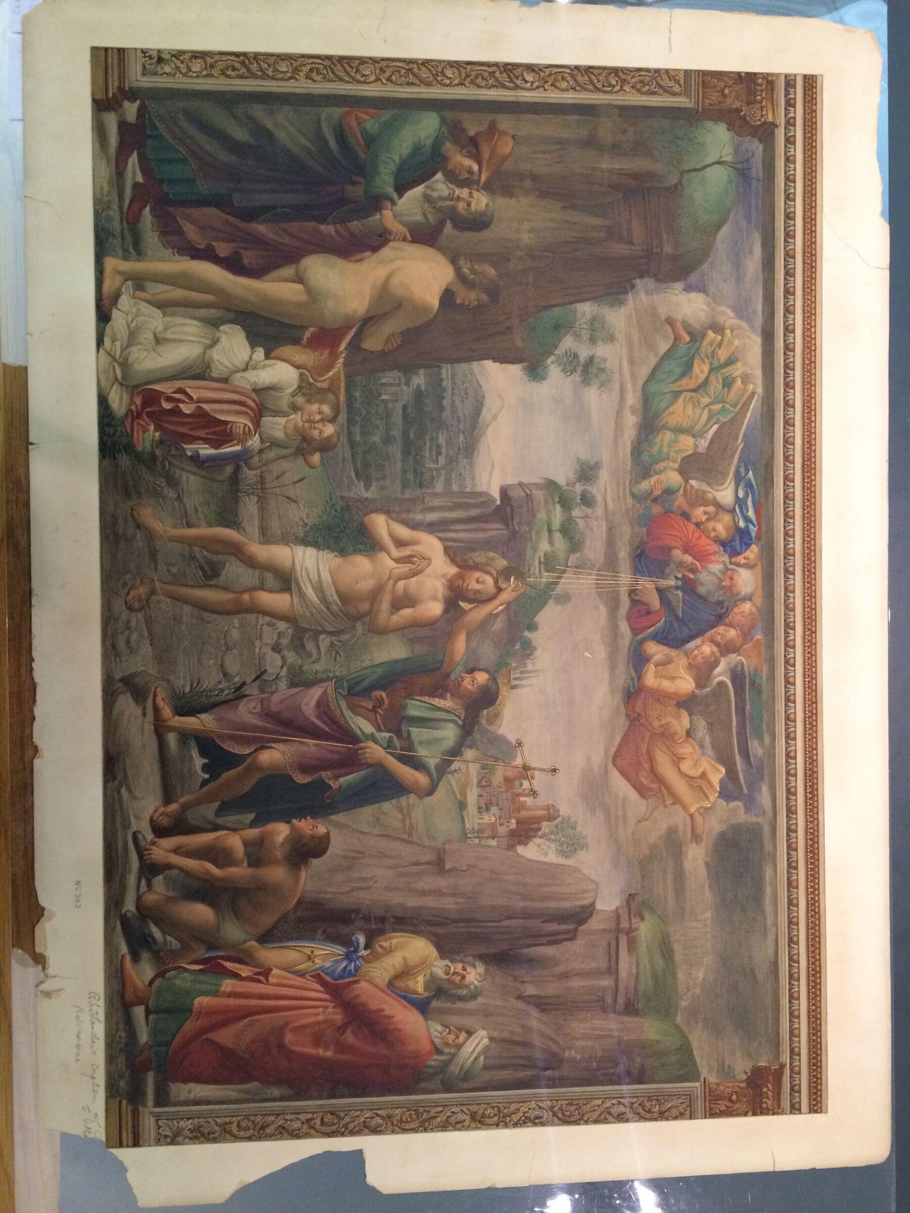Watercolour, copy after the Baptism of Christ, Domenico Ghirlandaio in the Tornabuoni Chapel, Santa Maria Novella (Florence), Domenico Ghirlandaio, 1860s-1880s