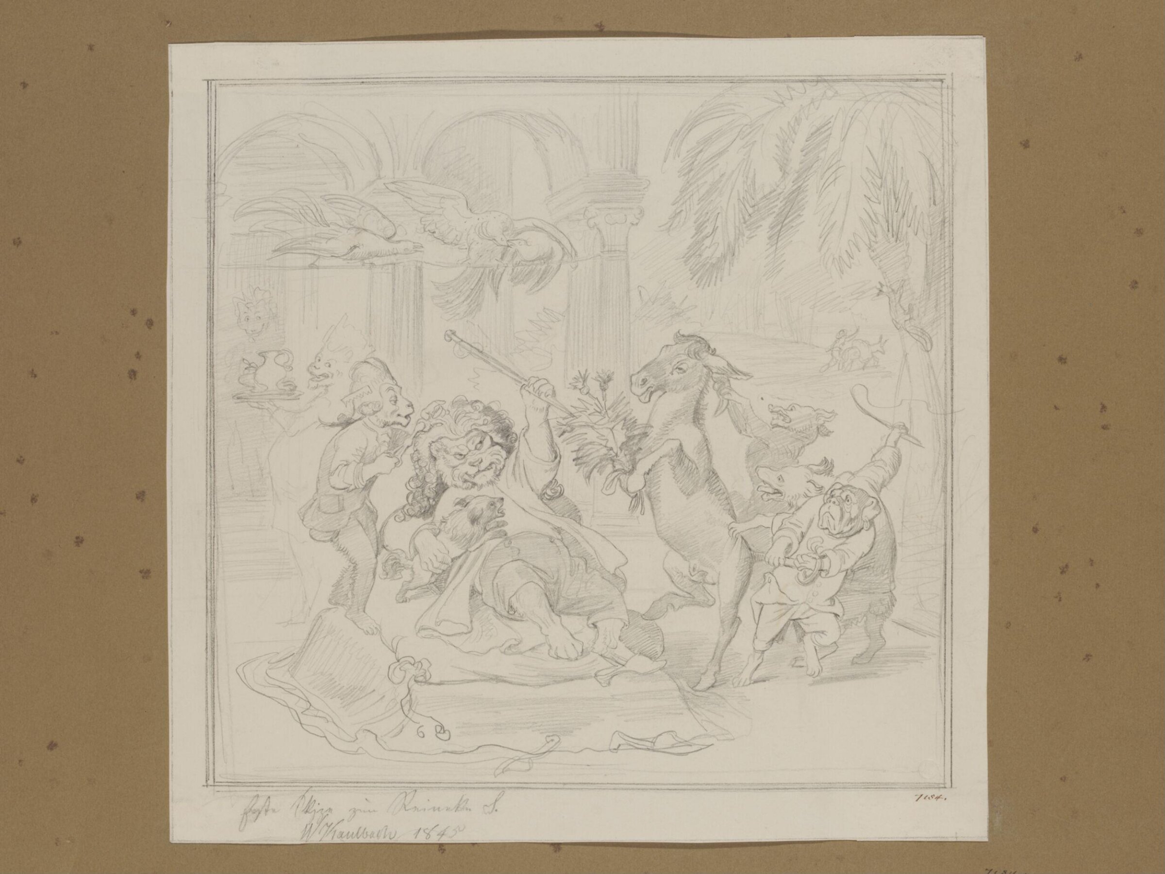 The Fable of the Ass Who Envied the Rich Man’s Dog, Вильгельм фон Каульбах, ок. 1841–1844