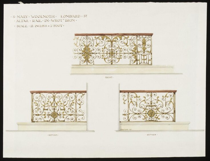 Drawing of the alter rail, St. Mary Woolnoth, Lombard Street, E.C. top image