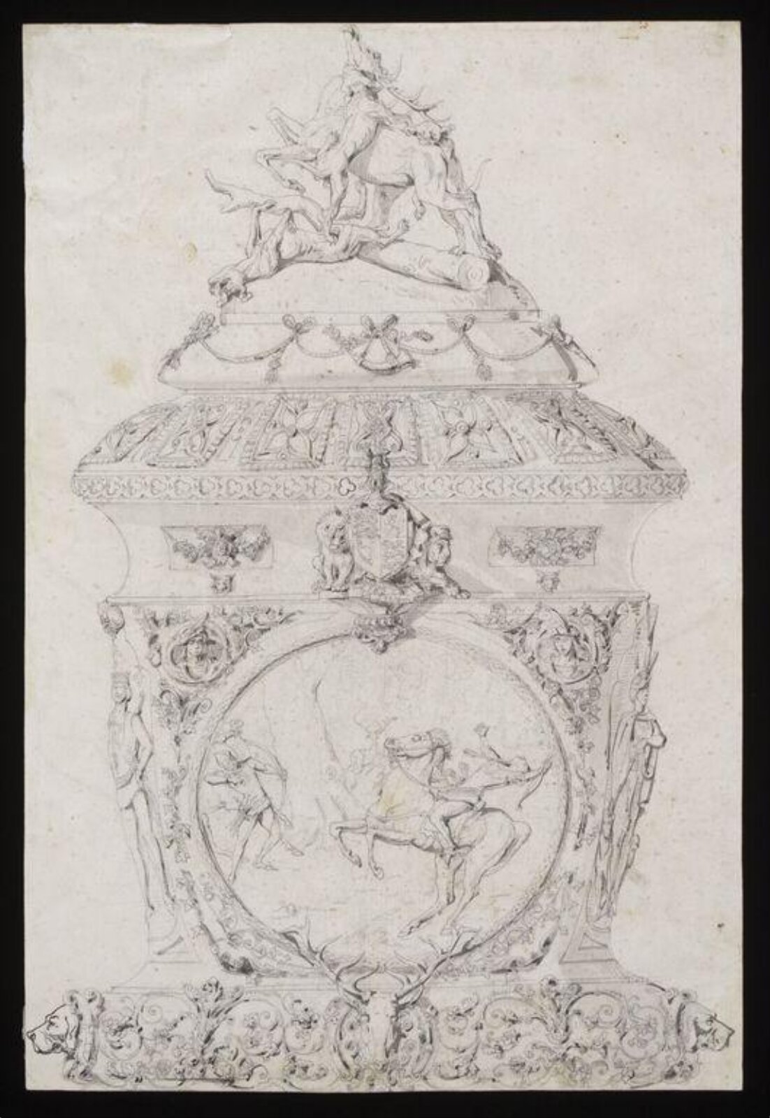 Design for a silver vase and cover, 1825-1850