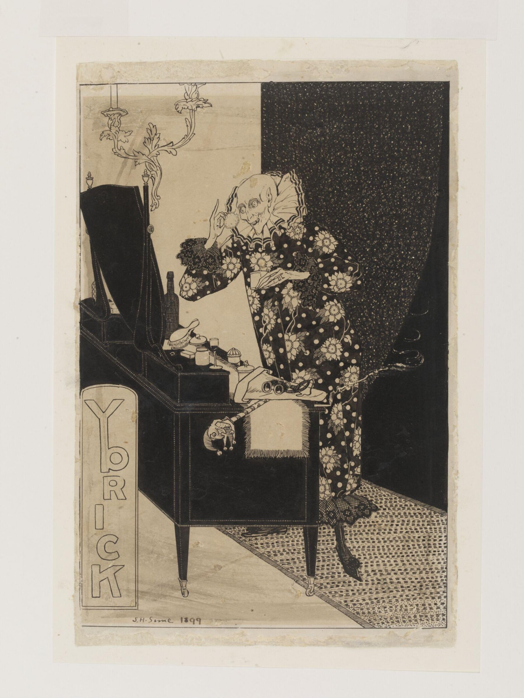 Design for a menu card for the Yorick club, Sidney H. Sime, 1899