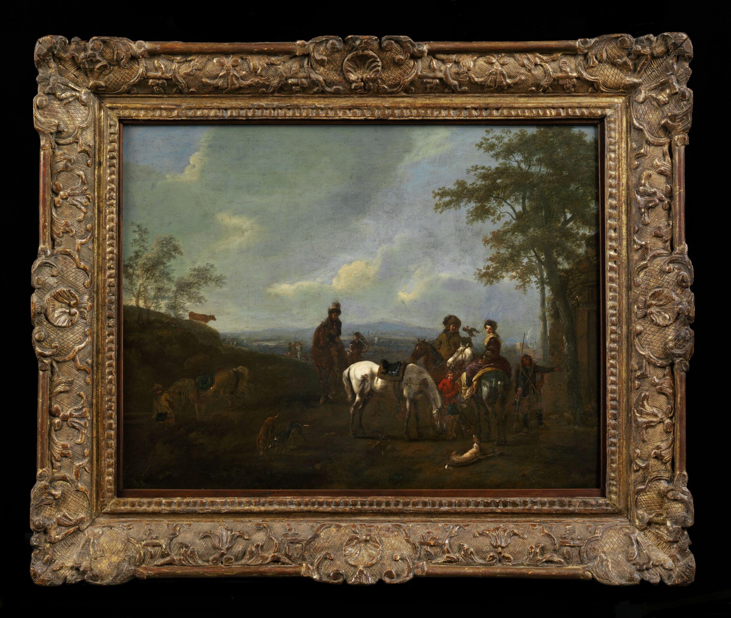 Landscape with hawking party, Philips Wouverman, late 17th century