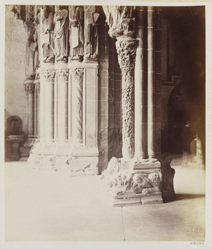 Cathedral, Santiago, Spain, Portico de la Gloria, detail of base of piers top image