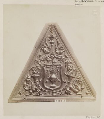 Panel from lectern, carved walnut wood, in the South Kensington Museum