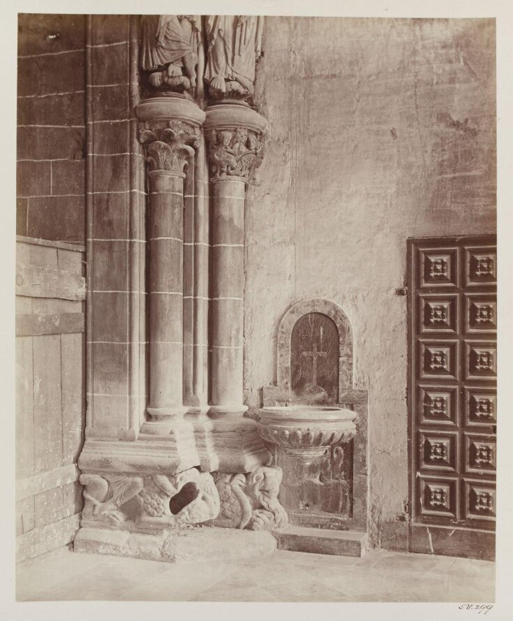 Cathedral, Santiago, Spain, Portico de la Gloria, detail of column at South wall top image