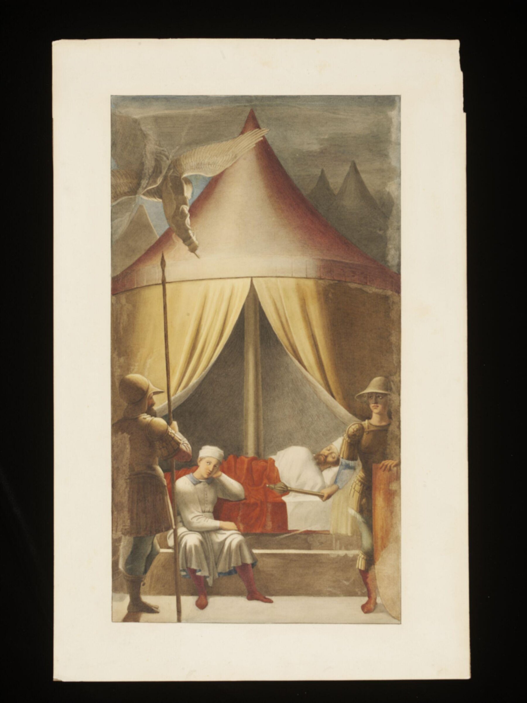 Copy after the painting the Dream of Constantine by  Piero della Francesca in San Francesco, Arezzo, Cesari Mariannecci, 19th century