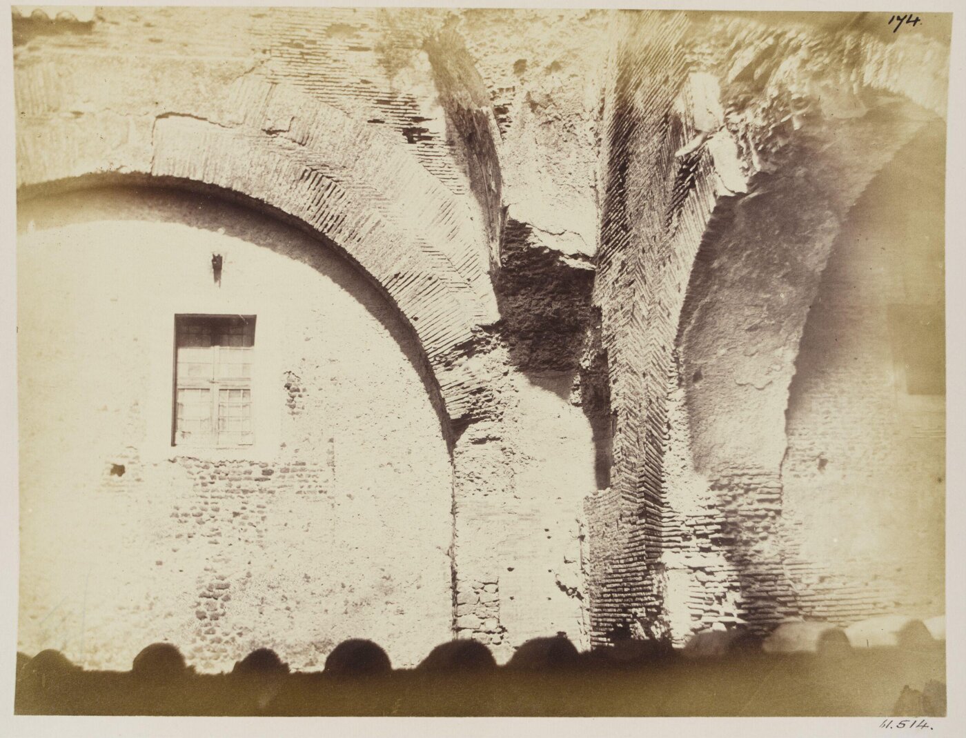 Parker, John Henry, Palace of the Lateran - View of a portion of a Hall inside the Walls, c. A.D. 50, with brick Arches of peculiar construction.