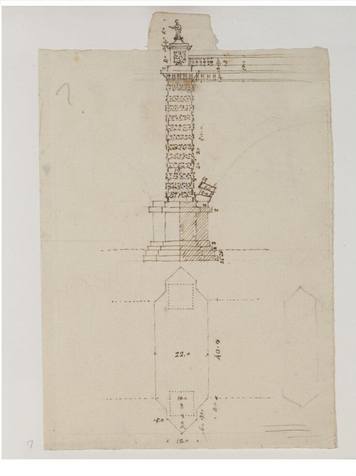 Plan and elevation of one rusticated pier of the bridge top image