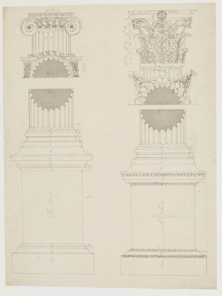 Drawings of the Ionic and Corinthian orders for an unidentified project top image