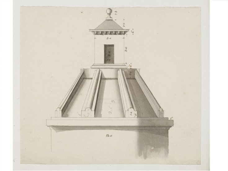 Elevation of a finial surmounting a conical roof for an unidentified project top image