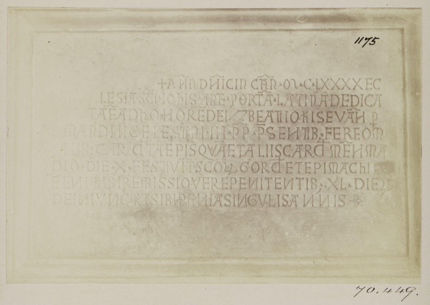 Parker, John Henry, Inscription of 1190, recording the Dedication of the Church of S. John at Porta Latina.