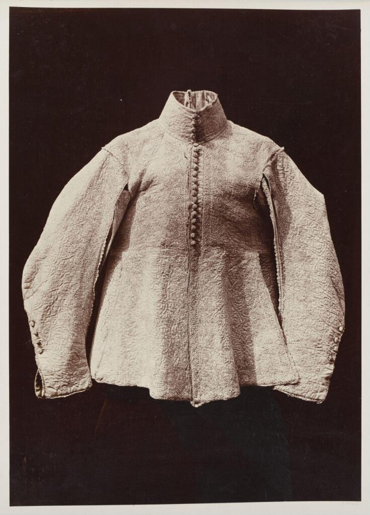 White Linen Jacket with piqué and cord embroidery, English, 17th century top image