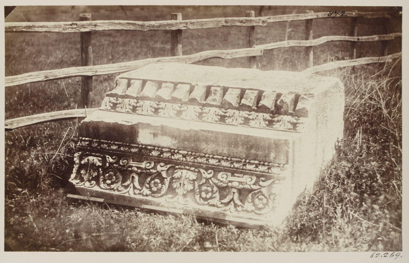 Parker, John Henry, Sculptures - Fragment of a Cornice of the Temple of  Mars (?), outside the Porta S. Sebastiano or Appia, said to belong to this Temple when rebuilt in the third century