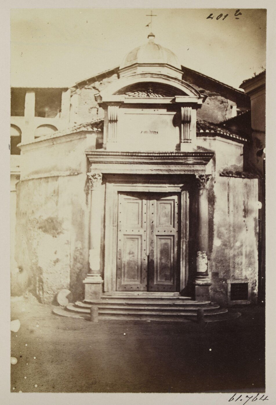 Parker, John Henry, Church of SS. Cosmas and Damian in the Via Sacra -  Bronze Doors and Porch of the Temple of Romulus, son of Maxentius, A.D. 320, removed from the lower story, now in the Crypt.