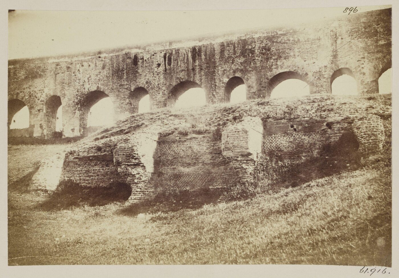 Parker, John Henry, Aqueducts - Reservoir, three miles from Rome, near the Torre Fiscale, in brickwork of the time of Trajan (?), below the level of the Marcian, - the Anio Vetus as repaired (?).
