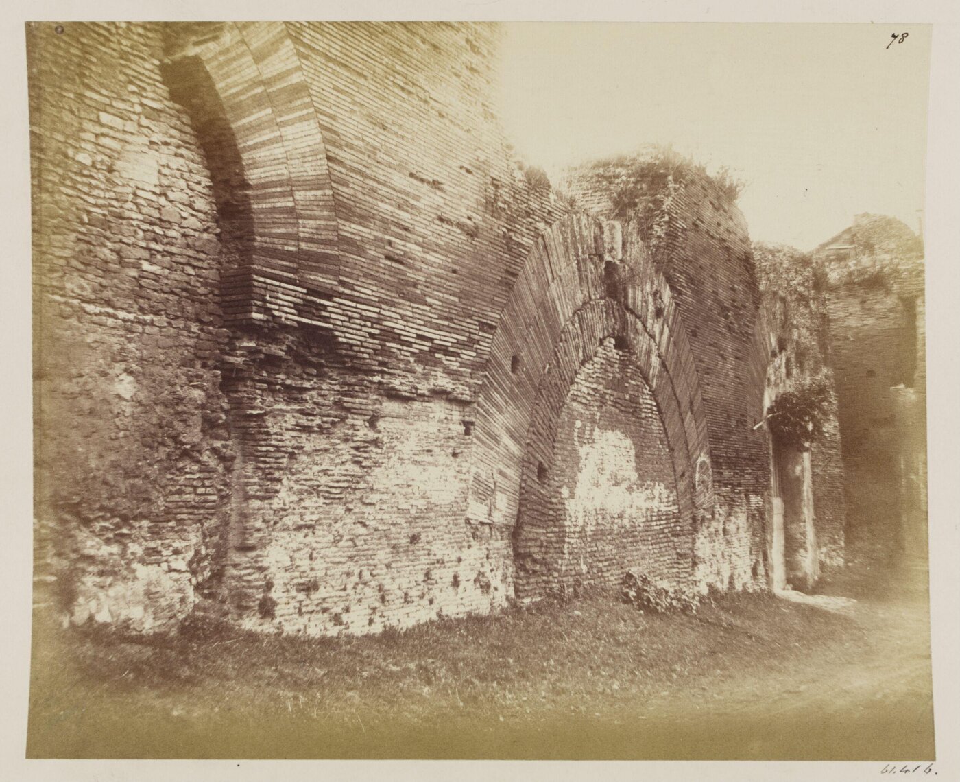 Parker, John Henry, Aqueducts - Arches of Nero, A.D. 60, on the Caelian, near S. Stefano Rotondo, Shewing the construction of one of the best examples of "Opus Lateritium."