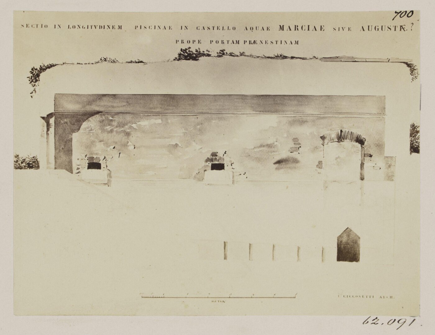 Parker, John Henry, Aqueducts - Longitudinal Section of the Reservoir of the Aqua Marcia, near the Porta Maggiore.