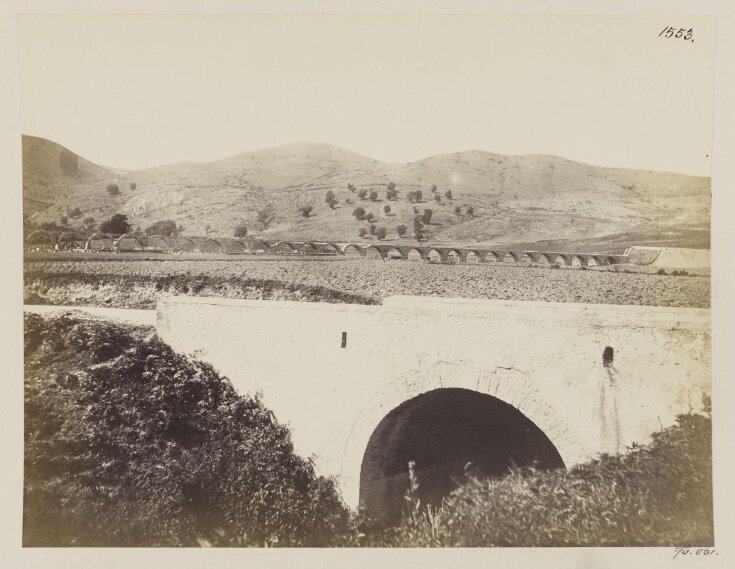 'Aqueducts - Bridge near Cantalupo, above Tivoli, with the unfinished modern Arcade of the Aqua Pia, 1869 top image