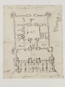 Sketch plan and elevation of Inveraray Castle, Argyll, Scotland thumbnail 1