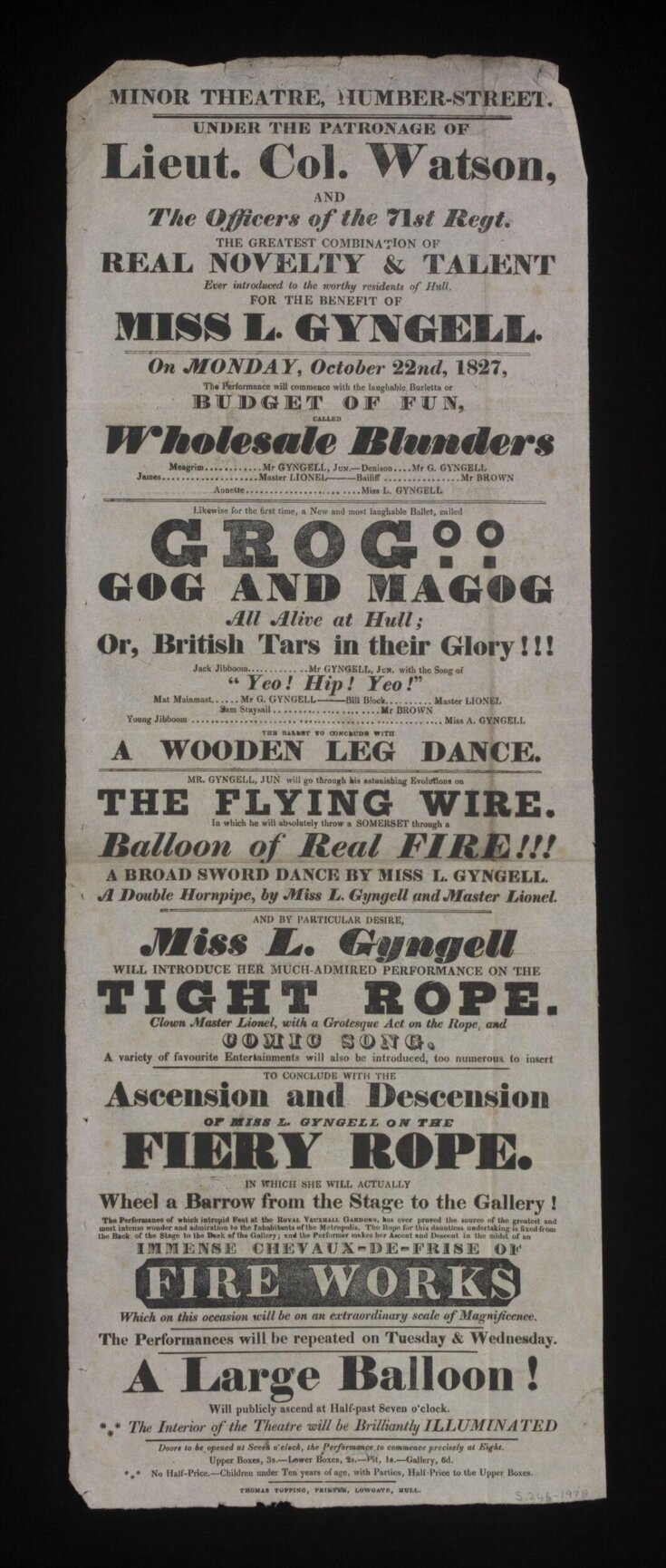 The Minor Theatre, Hull, 1827 top image