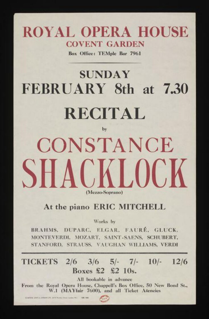 Constance Shacklock recital top image