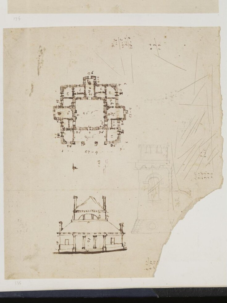 Sketch plan and elevation of a small house, Castle Coole, County Fermanagh top image
