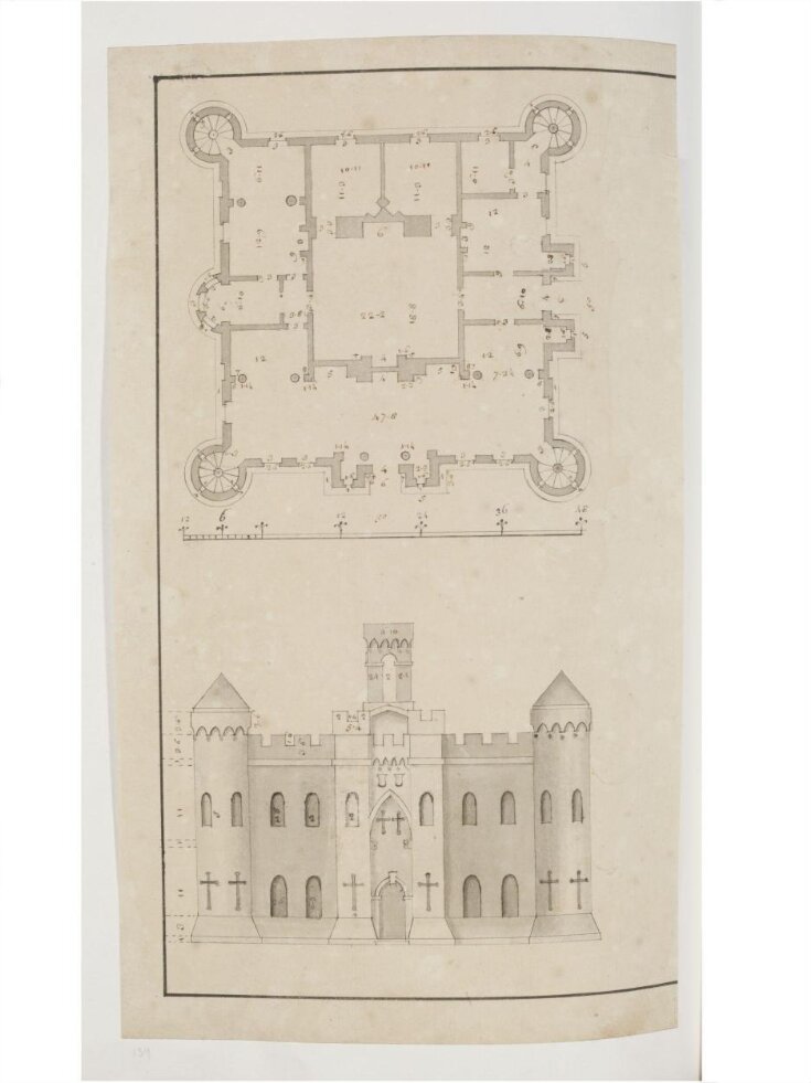 Elevation and plan of the ground floor, Inveraray Castle, Argyll, Scotland top image