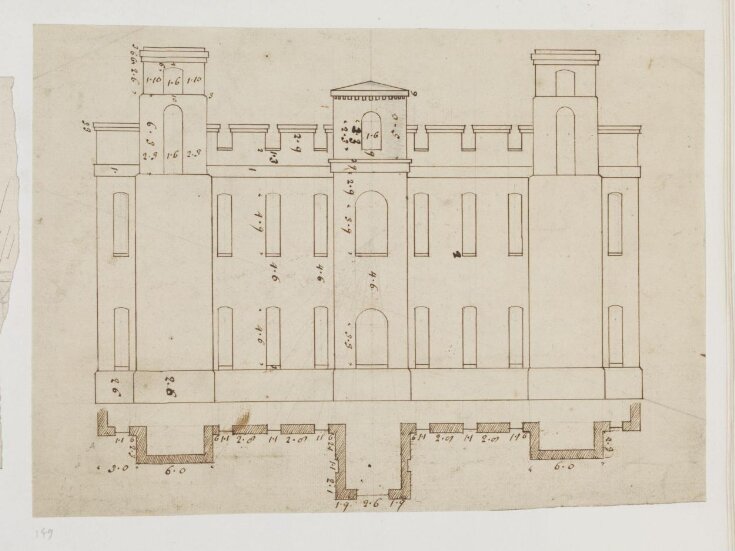 Elevation of a castellated building for an unidentified project top image