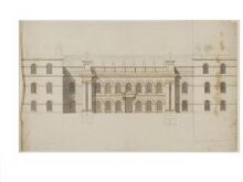 Elevation of a design for the main front of Grimsthorpe Castle, Lincolnshire thumbnail 1