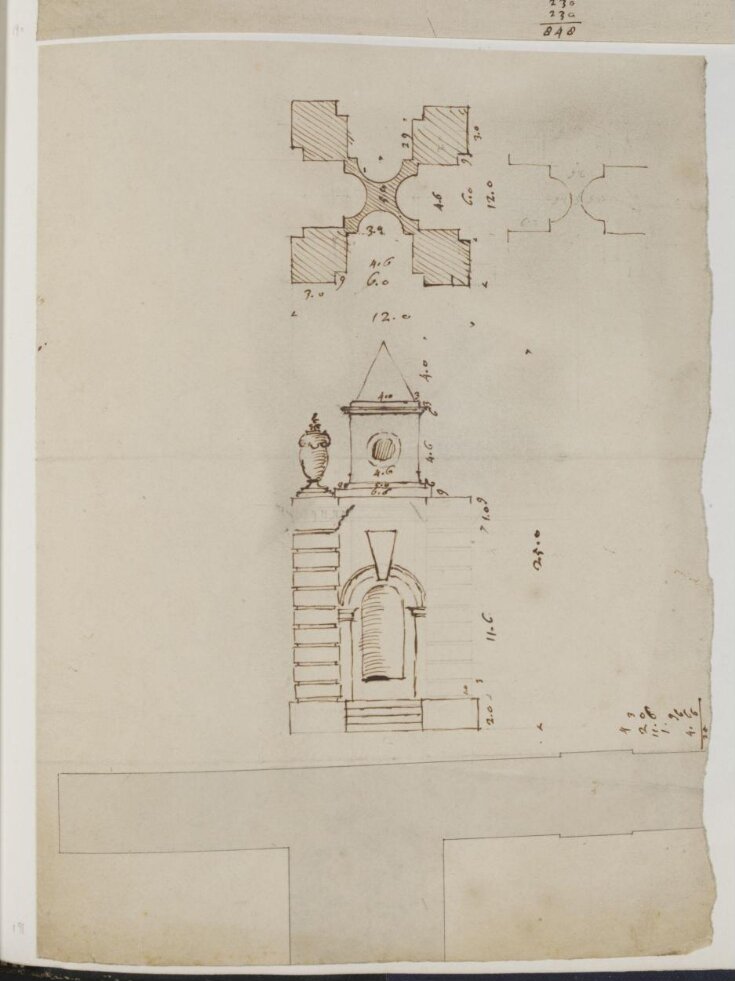 Plan and elevation of an ornamental garden feature for an unidentified project top image