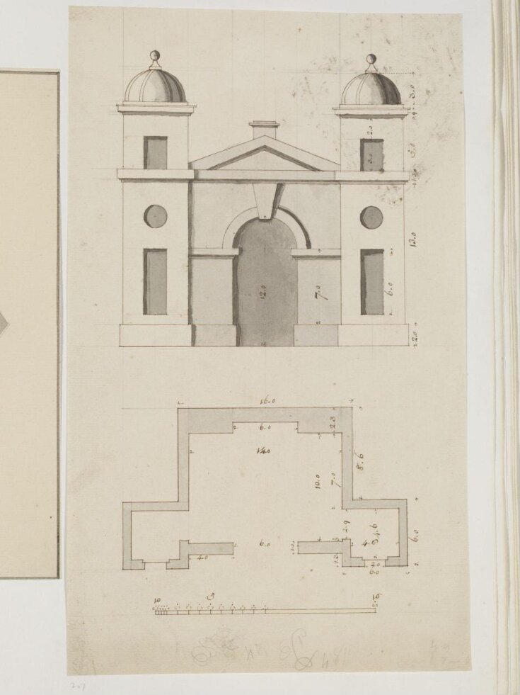 Plan and elevation of a garden house for an unidentified project top image