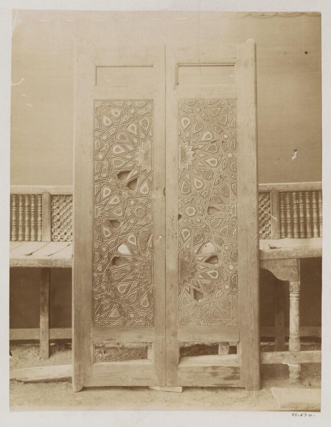 Wood door inlaid with ivory from the mosque Mamluk Sultan al-Ashraf Barsbay in the collection of the Museum of Islamic Art, Cairo