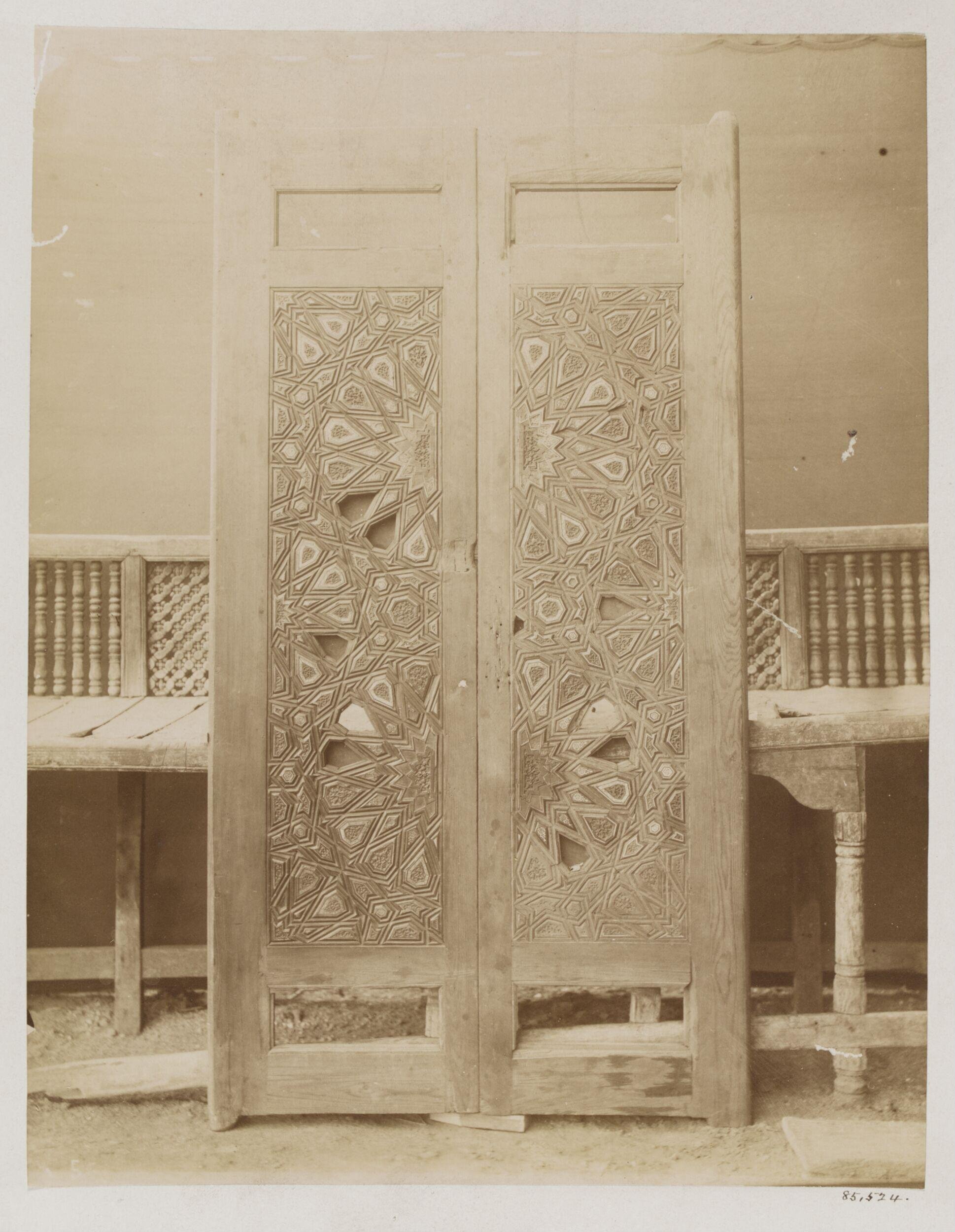 Wood door inlaid with ivory from the mosque Mamluk Sultan al-Ashraf Barsbay in the collection of the Museum of Islamic Art, Cairo