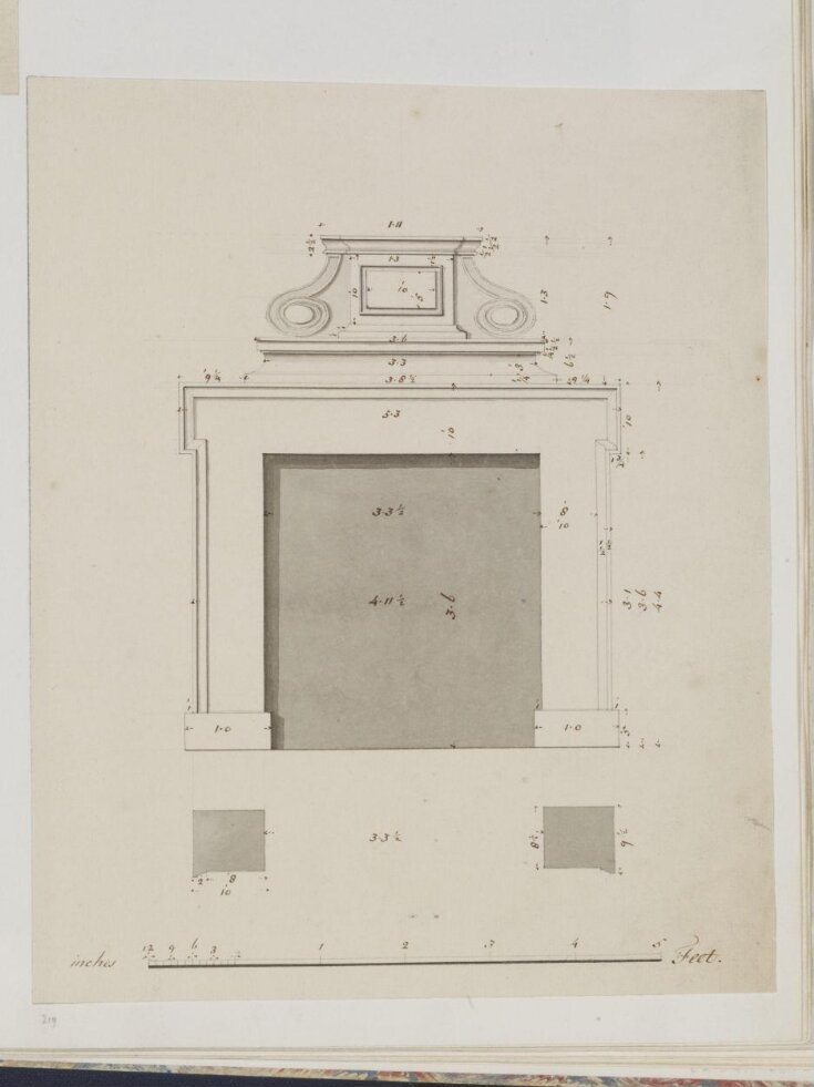 Plan and elevation of a chimney-piece for an unidentified project top image