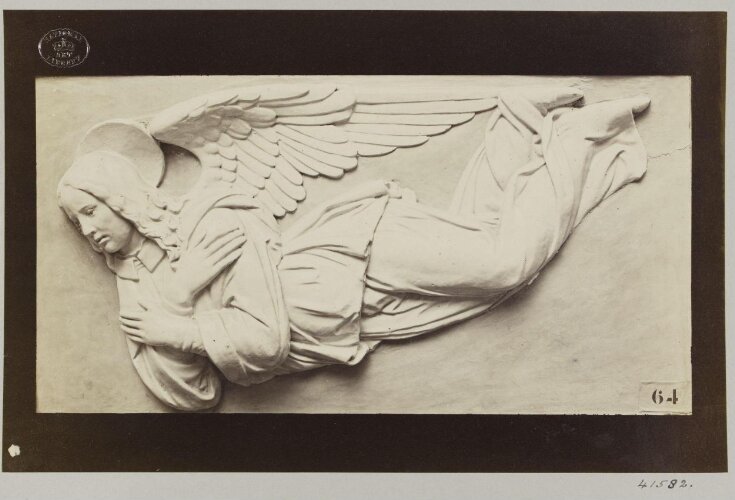 Bas-relief of enamelled flying angel top image