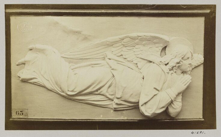 Bas-relief of enamelled flying angel top image
