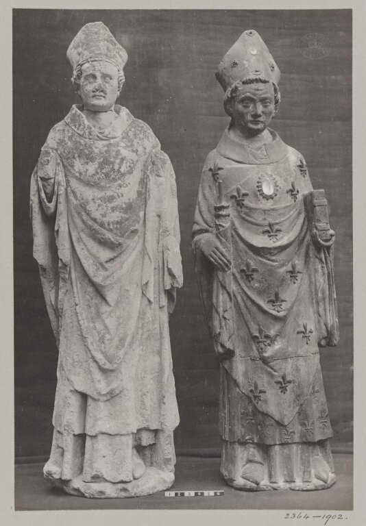 Statue, stone, depicting a Bishop, France, late 14th century at the Victoria and Albert Museum
