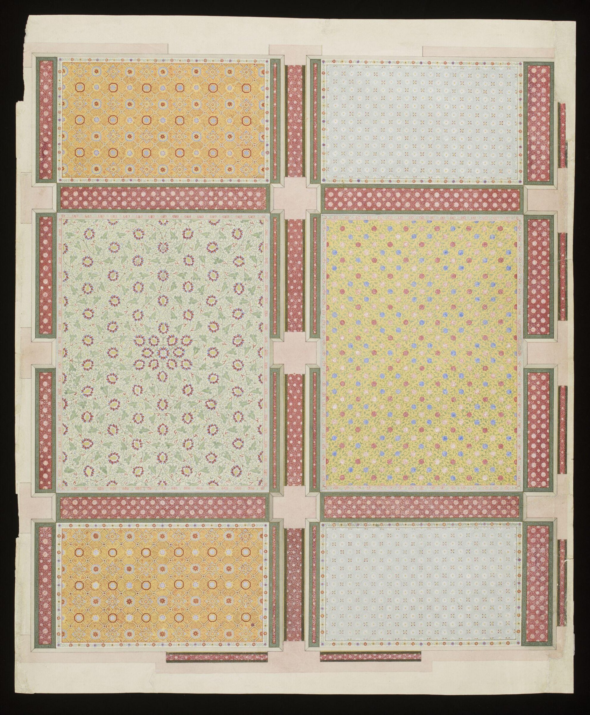 Design for ceiling decoration of Rooms 34 and 35, Victoria and Albert Museum., Owen Jones, 1863-1864