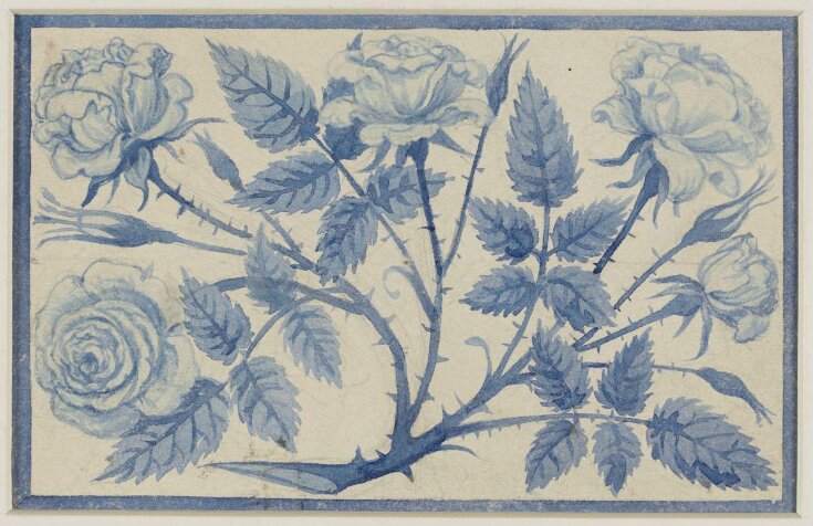 Tile design of roses for the Grill Room, South Kensington Museum top image