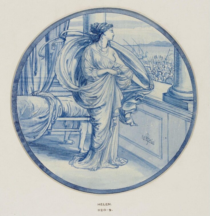 Design for a decorative tile representing Helen of Troy top image